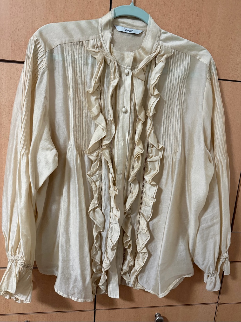 Xhange Cream Ruffle Blouse Relaxed Fit